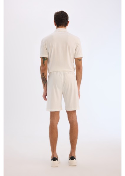 Regular Fit Beli Bağcıklı Krinkıl Bermuda Şort E0980AX25SM