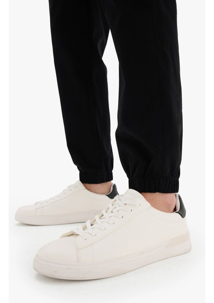 %100 Pamuk Jogger Slim Fit Dar Kesim Beli Bağcıklı Gabardin Pantolon D8607AX25SP