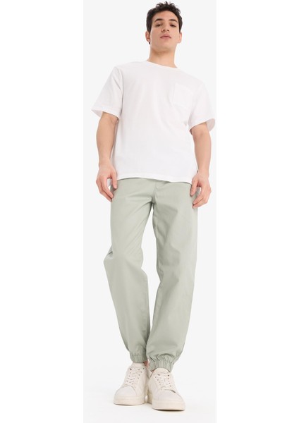 %100 Pamuk Jogger Slim Fit Dar Kesim Beli Bağcıklı Gabardin Pantolon D8607AX25SP modelleri