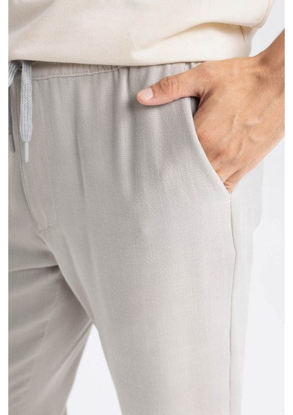 Yazlık Jogger Pantolon Slim Fit Dar Kesim Beli Bağcıklı Cepli Düz Paça D8638AX24AU
