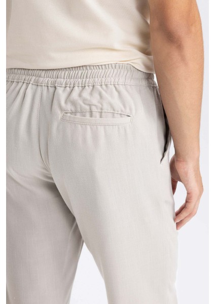 Yazlık Jogger Pantolon Slim Fit Dar Kesim Beli Bağcıklı Cepli Düz Paça D8638AX24AU