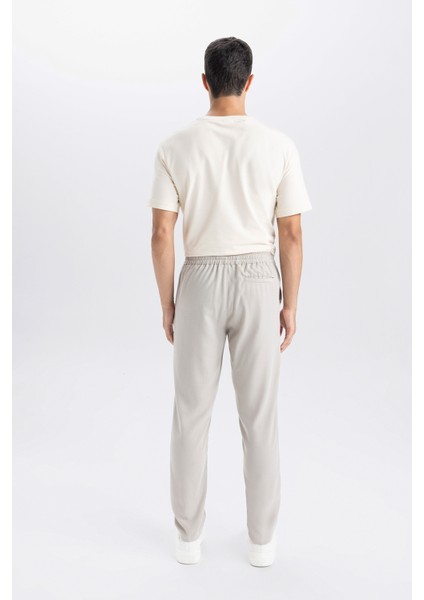 Yazlık Jogger Pantolon Slim Fit Dar Kesim Beli Bağcıklı Cepli Düz Paça D8638AX24AU
