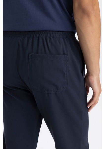 Jogger Lacivert Pantolon Basic Düz Beli Lastikli Bağcıklı Cepli Düz Paça D8640AX24AU
