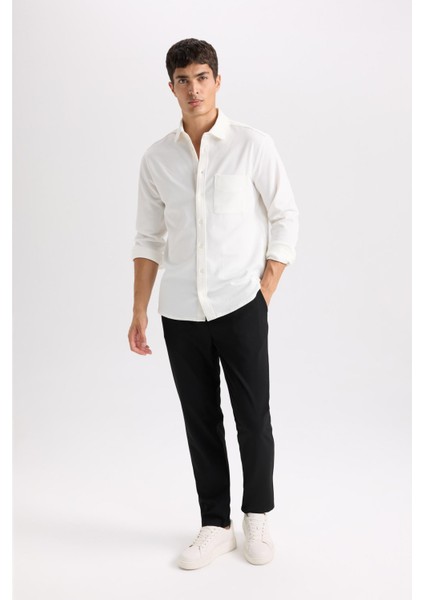 Basic Düz Beli Lastikli Bağcıklı Cepli Jogger Düz Paça Siyah Pantolon D8640AX24AU