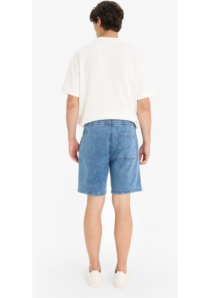 Regular Fit Beli Lastikli Rahat Kalıp Jean Bermuda Şort E4537AX25SM