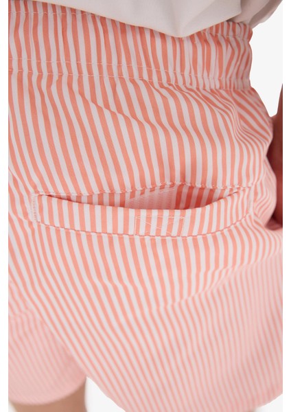 Çizgili File Astarlı Kısa Boy Deniz Şortu U0024AZ25HS