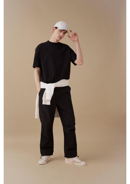 Yazlık Pantolon Relax Fit Rahat Kesim Kargo Cepli Beli Paçası Lastikli B4519AX24SP