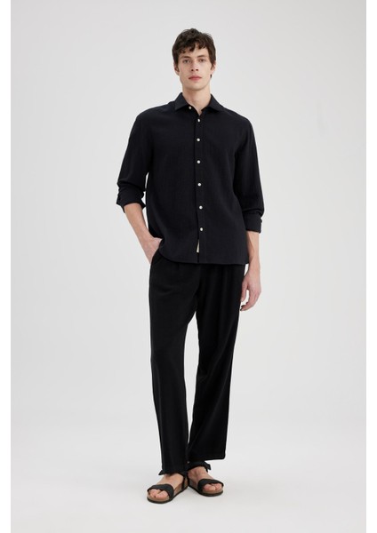 Yazlık Viskon Jogger Pantolon Regular Fit Normal Kesim Keten Karışımlı Düz Paça Cepli B4867AX24SP fiyatları