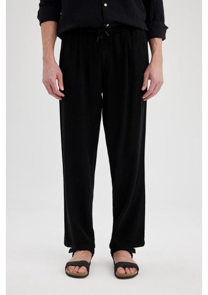 Yazlık Viskon Jogger Pantolon Regular Fit Normal Kesim Keten Karışımlı Düz Paça Cepli B4867AX24SP modelleri