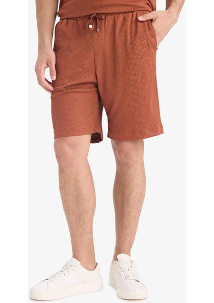 Regular Fit Her Yöne Esneyen Krinkıl Bermuda Şort E0980AX25SM