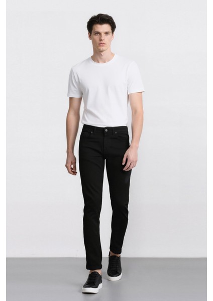 Carlo Skinny Fit Ekstra Dar Kalıp Normal Bel Ekstra Dar Paça Siyah Jean Pantolon R8763AZ24AU