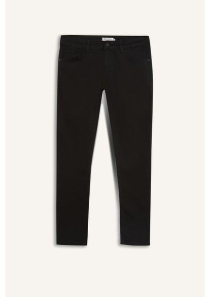 Carlo Skinny Fit Solmayan Renk Ekstra Dar Kalıp Normal Bel Ekstra Dar Paça Siyah Jean Pantolon R8763AZ25SP