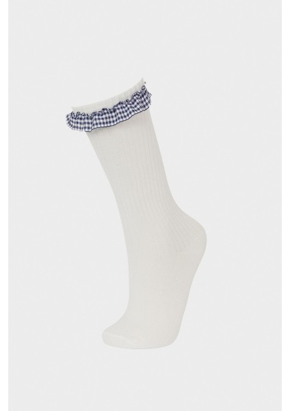 Kız Çocuk 2'li Pamuklu Diz Altı Çorap E6269A8NS fırsatları