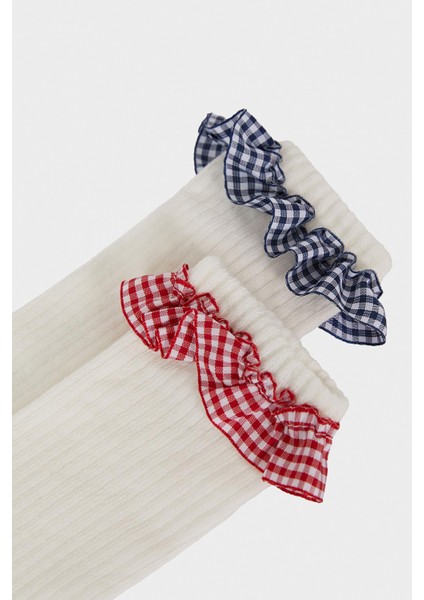 Kız Çocuk 2'li Pamuklu Diz Altı Çorap E6269A8NS indirimleri