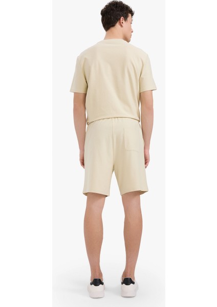 %100 Pamuk Relax Fit Twill Dokulu Cepli Şort E2590AX25SM