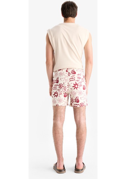 Desenli File Astarlı Kısa Boy Deniz Şortu E1028AX25HS