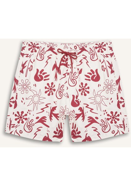 Desenli File Astarlı Kısa Boy Deniz Şortu E1028AX25HS