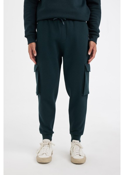 Regular Fit Jogger Eşofman Altı Kargo Cepli Basic Düz Beli Bağcıklı Lastikli Paça Y5533AZ24AU