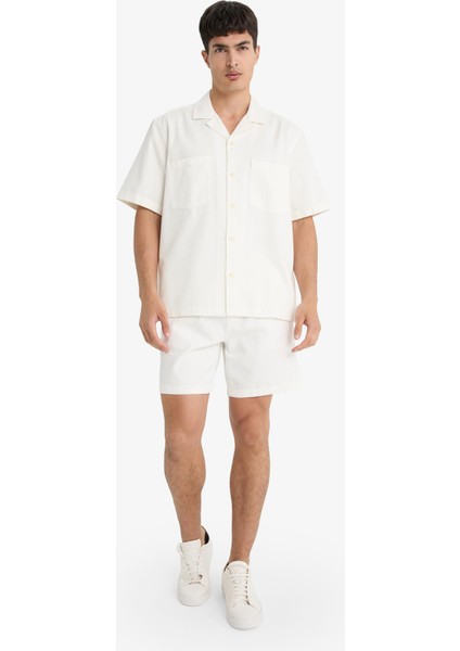 %100 Pamuk Yazlık Relax Fit Rahat Beyaz Jean Bermuda Şort Z4460AZ25SM fiyatları