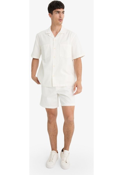 %100 Pamuk Yazlık Relax Fit Rahat Beyaz Jean Bermuda Şort Z4460AZ25SM modelleri