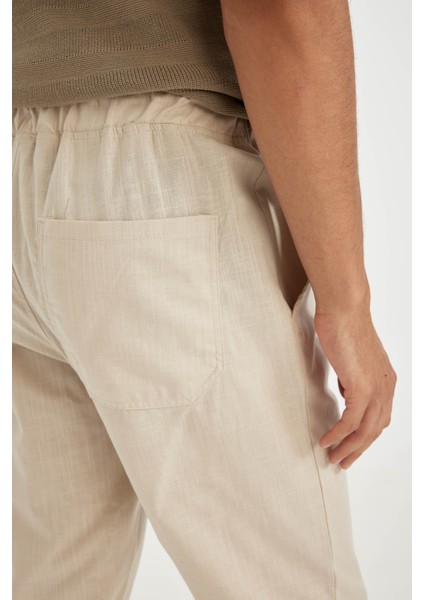 %100 Pamuk Yazlık Jogger Pantolon Dar Paça Beli Bağcıklı Lastikli Cepli Z6475AZ24AU