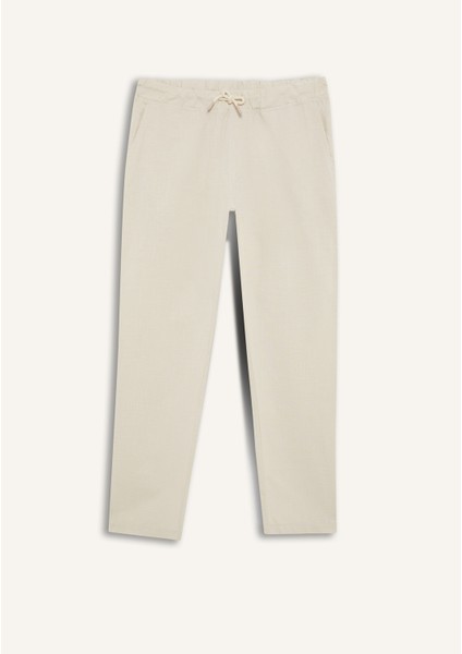 %100 Pamuk Yazlık Jogger Pantolon Dar Paça Beli Bağcıklı Lastikli Cepli Z6475AZ24AU