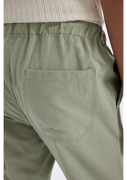 %100 Pamuk Yazlık Jogger Pantolon Dar Paça Beli Bağcıklı Lastikli Cepli Z6475AZ24AU