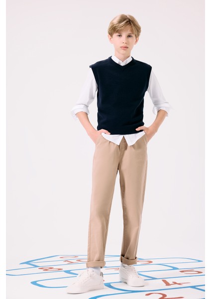 Erkek Çocuk Düz Paça Gabardin Okul Pantolonu U3254A625AU