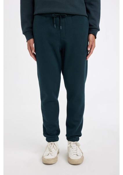 Relax Fit Kalın Jogger Eşofman Altı Basic Düz Beli Bağcıklı Lastikli Paça Cepli U7438AZ24AU