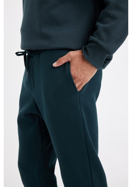 Relax Fit Kalın Jogger Eşofman Altı Basic Düz Beli Bağcıklı Lastikli Paça Cepli U7438AZ24AU