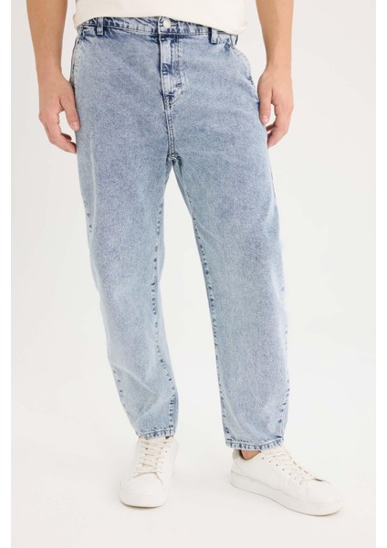 %100 Pamuk Relaxed Slouchy Fit Rahat Kesim Geniş Paça Jean Yıkamalı Pantolon E4733AX25SP fırsatları