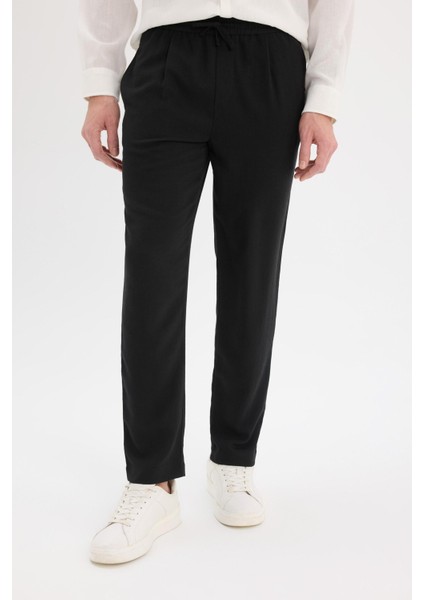 Relax Fit Rahat Kesim Kısa Paça Keten Görünümlü Yazlık Kumaş Pantolon E4790AX25SM fırsatları