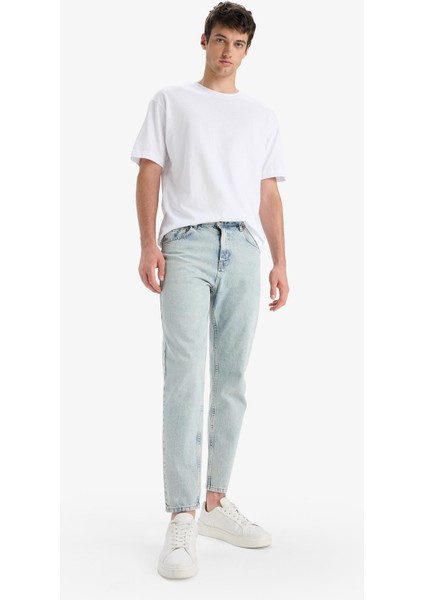 %100 Pamuk 90's Slim Fit Dar Kalıp Yüksek Bel Dar Paça Jean Yıkamalı Pantolon F3903AX25SM fiyatları