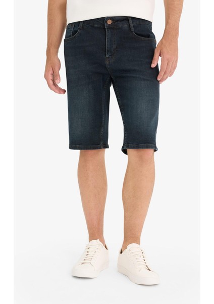 Slim Fit Dar Kesim Jean Bermuda Şort F4221AX25SM fırsatları