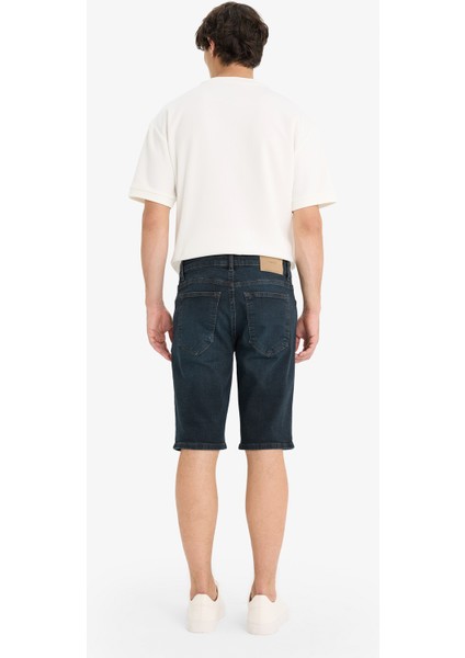 Slim Fit Dar Kesim Jean Bermuda Şort F4221AX25SM