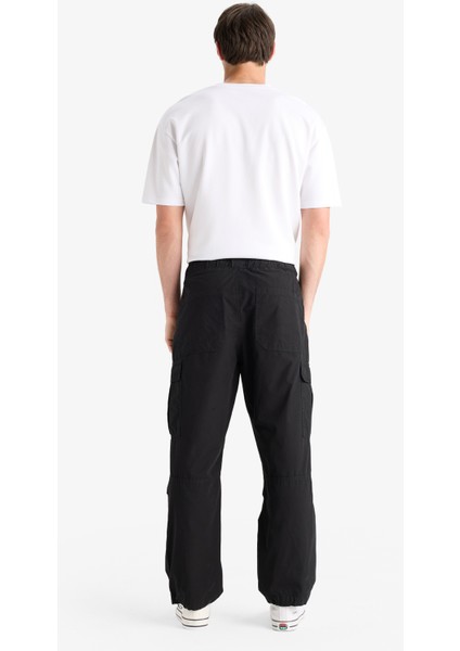%100 Pamuk Bol Rahat Kesim Wide Leg Kargo Cepli Geniş Paça Yazlık Pantolon E6983AX25SP
