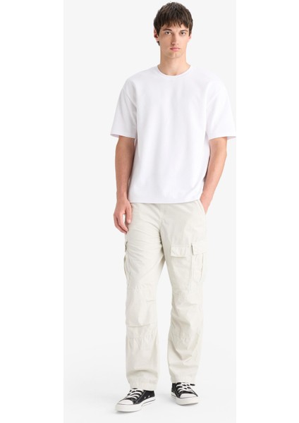 %100 Pamuk Bol Rahat Kesim Wide Leg Kargo Cepli Geniş Paça Yazlık Pantolon E6983AX25SP