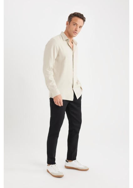 Yazlık Jogger Keten Düz Paça Pantolon D7542AX25SP