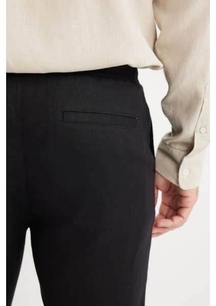 Yazlık Jogger Keten Düz Paça Pantolon D7542AX25SP