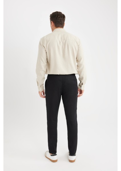 Yazlık Jogger Keten Düz Paça Pantolon D7542AX25SP