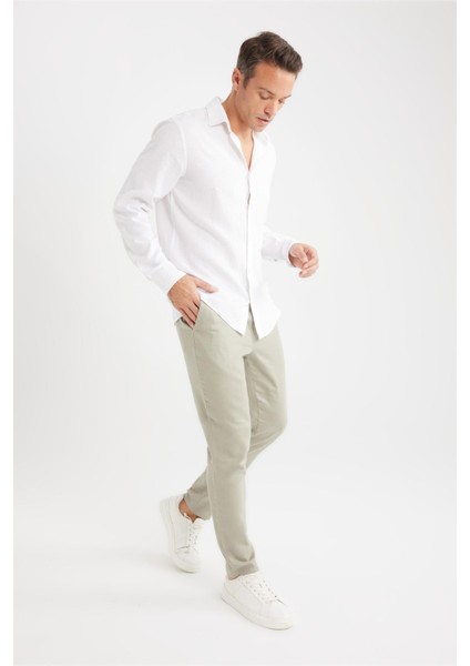 Yazlık Jogger Keten Düz Paça Pantolon D7542AX25SP