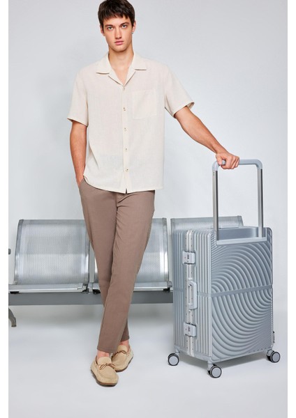 %100 Pamuk Keten Görünümlü Yazlık Jogger Pantolon Dar Paça Beli Bağcıklı Lastikli Cepli Z6475AZ25SP