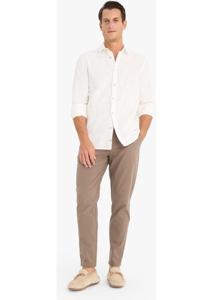 %100 Pamuk Keten Görünümlü Yazlık Jogger Pantolon Dar Paça Beli Bağcıklı Lastikli Cepli Z6475AZ25SP modelleri