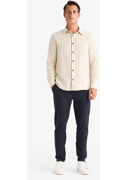 %100 Pamuk Keten Görünümlü Yazlık Jogger Pantolon Dar Paça Beli Bağcıklı Lastikli Cepli Z6475AZ25SP fırsatları