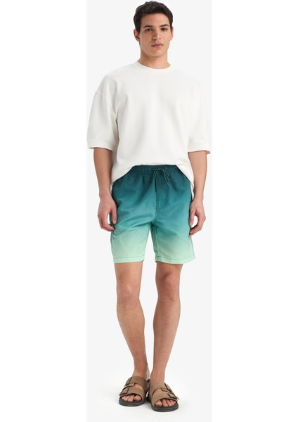 Regular Fit Degrade Baskılı File Astarlı Diz Üstü Deniz Şortu Z6873AZ25HS fiyatları