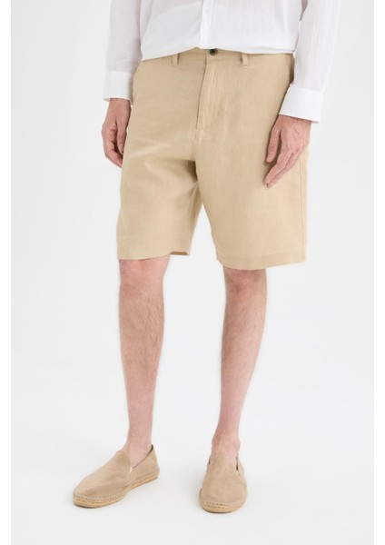 %100 Keten Regular Fit Yazlık Bermuda Şort indirimleri