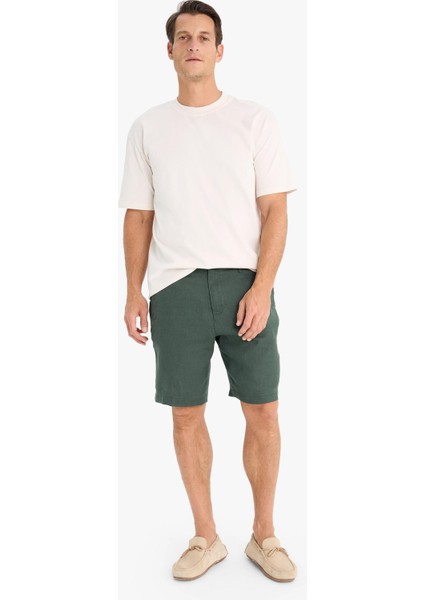 %100 Keten Regular Fit Yazlık Bermuda Şort modelleri