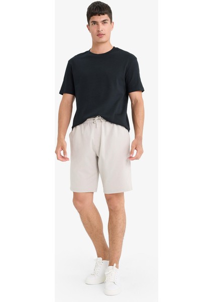 Slim Fit Dar Kesim Cepli Pamuklu Basic Düz Bermuda Şort W1105AZ25SP