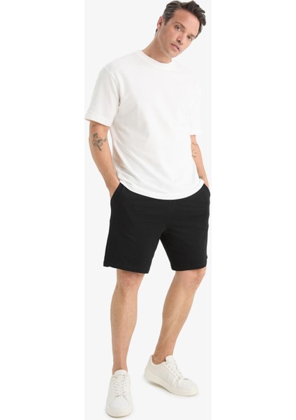 Slim Fit Dar Kesim Cepli Pamuklu Basic Düz Bermuda Şort W1105AZ25SP