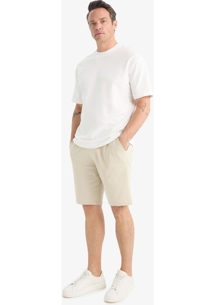 Slim Fit Dar Kesim Cepli Pamuklu Basic Düz Bermuda Şort W1105AZ25SP